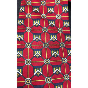Tommy Hilfiger Men’s Silk‎ Necktie Red Blue Gold Geometric Vintage Classic Tie